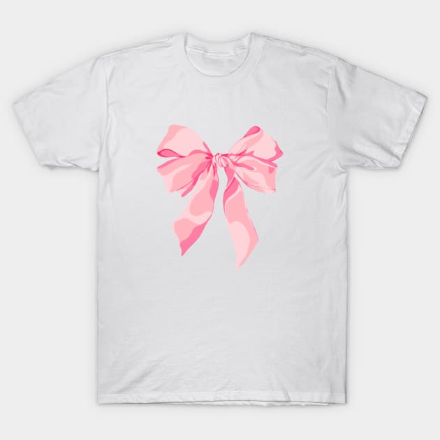 Coquette Pink Bow T-Shirt by Holailustra